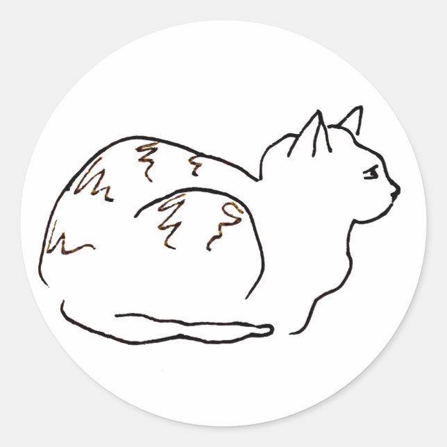 Strichzeichnung gestreifte Katze  Runder Aufkleber (Vorderseite)