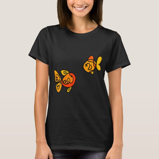 Strichzeichnung Goldfisch T-Shirt (Vorderseite)