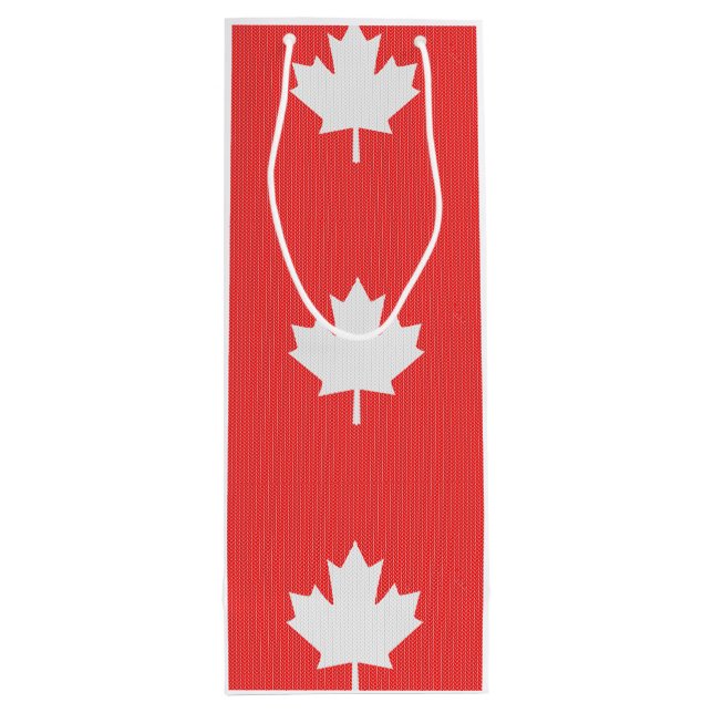 Strick-Art-Ahorn-Blatt-strickendes Motiv Geschenktüte Für Weinflaschen (Rückseite)