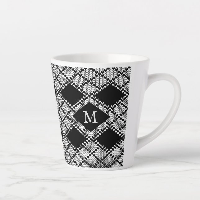 STRICK der BLACK-RAUTE Latte Tasse + Anfangs (Rechts)