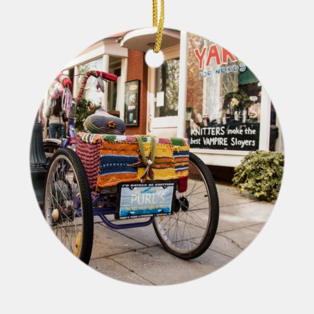 Strick einer, Schraubendraht zwei Keramik Ornament (Vorne)