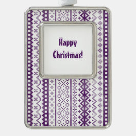 Strick Faded Fair Isle Watercolor Cabino lila Rahmen-Ornament Silber