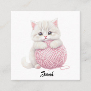 Strick-Geschäftskarte Kitten-Yarn-Spielzeit Quadratische Visitenkarte