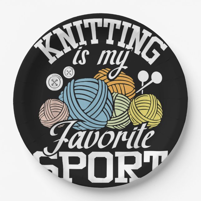 Strick Happens Funny Knitter Shirt Knitter Pride Pappteller (Vorderseite)