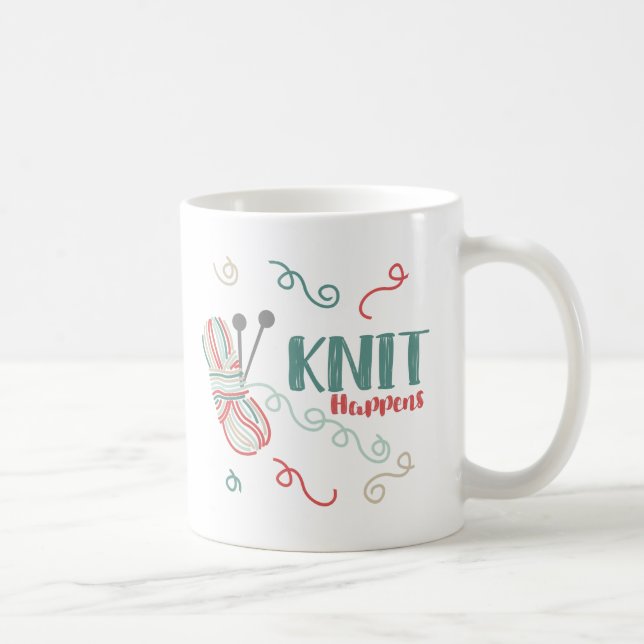 Strick Happens Mehrfarbige Garne Funny Knitters Kaffeetasse (Rechts)