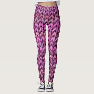 Strick Harmonie: Lila Streifen Textur Leggings