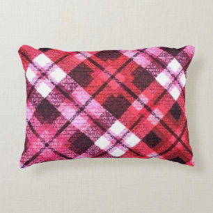 Strick Kariert Tartan Karo Rosa Weißes Weinmuster Dekokissen
