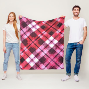 Strick Kariert Tartan Karo Rosa Weißes Weinmuster Fleecedecke