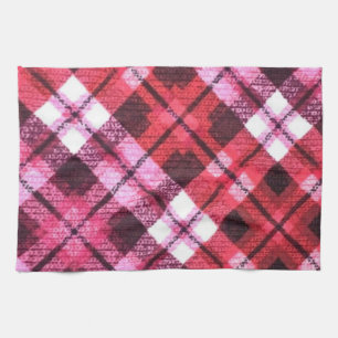 Strick Kariert Tartan Karo Rosa Weißes Weinmuster Geschirrtuch