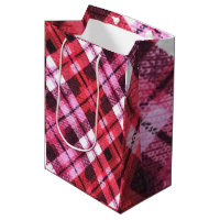 Strick Kariert Tartan Karo Rosa Weißes Weinmuster