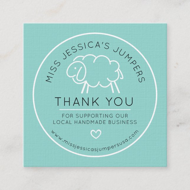 Strick lambswool Schafe Logo aqua Danke Treuekarte (Vorderseite)