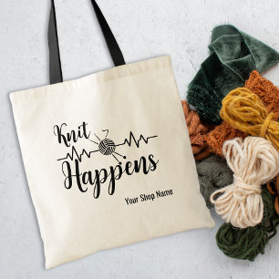 Strick macht Herzschlag Geschenk für Knitter Tragetasche