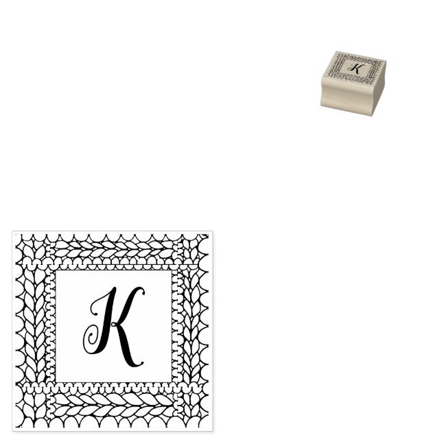 STRICK PURL 1" quadratische Gummi-Briefmarke + Urs Gummistempel (Stempel)