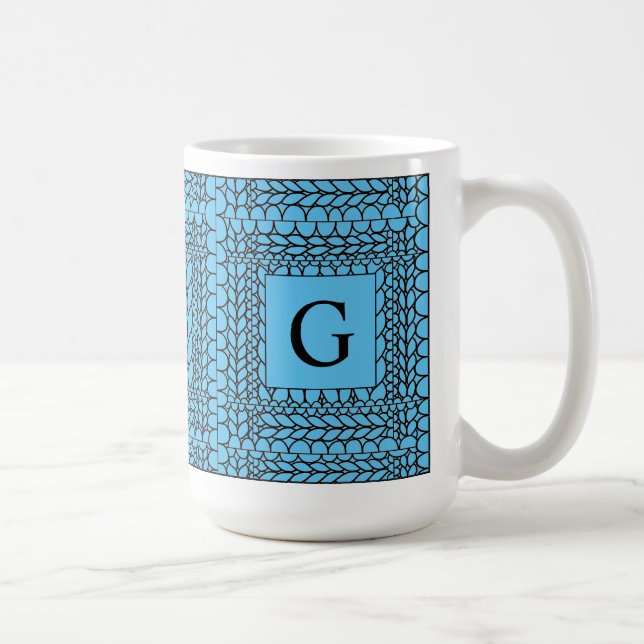 STRICK PURL BLUE Tallweiße Tasse + Text (Rechts)