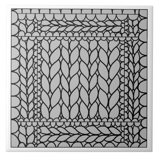 STRICK PURL GRAY Keramik Tile / Grau Fliese (Vorderseite)