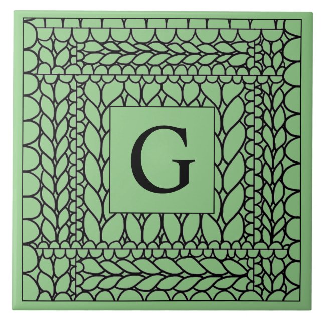 STRICK PURL SAGE Keramik Tile + Initial Fliese (Vorderseite)