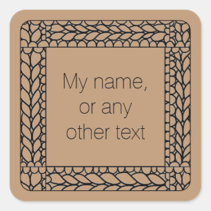 STRICK PURL TAN Kleine Quadrat Sticker + Text