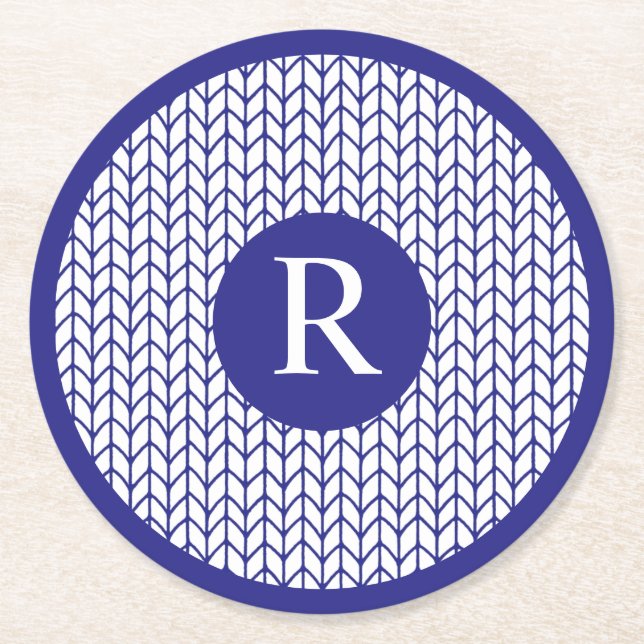 STRICK-Rundpapier-Untersetzer für BLUE LINE + Erst Runder Pappuntersetzer (Vorderseite)