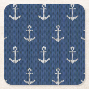 Strick-Seeanker Rechteckiger Pappuntersetzer