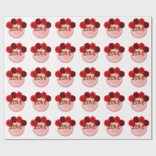 Strick-Smiley-Gesicht Rote Rose Liebe Valentinstag Geschenkpapier