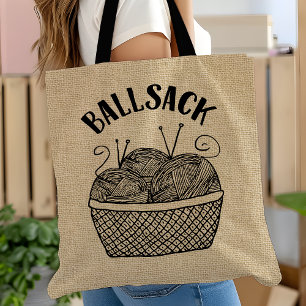 Strick-Tasche Lustiger Ball-Sack Stricker-Geschenk