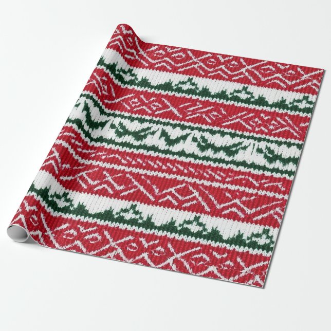 Strick Ugly Sweater Weihnachten Geschenkpapier (Ungerollt)