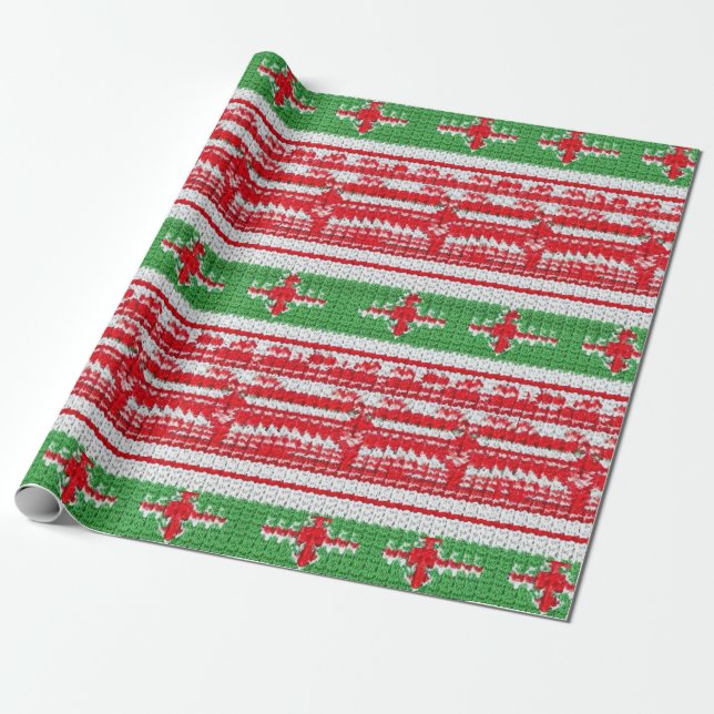 Strick Ugly Sweater Weihnachten Geschenkpapier (Ungerollt)
