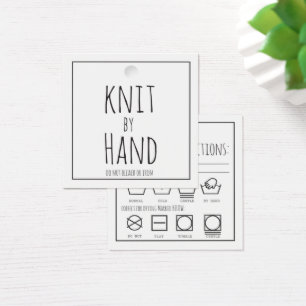 Strick von Hand Square Hang Tag & Pflegeetikett fü