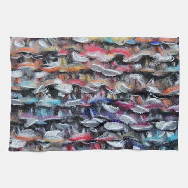 Strick Wolle bunt Geschirrtuch (Horizontal)