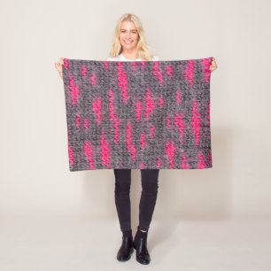 Strick Wolle Struktur mit rosa und graufarbenen Fa Fleecedecke