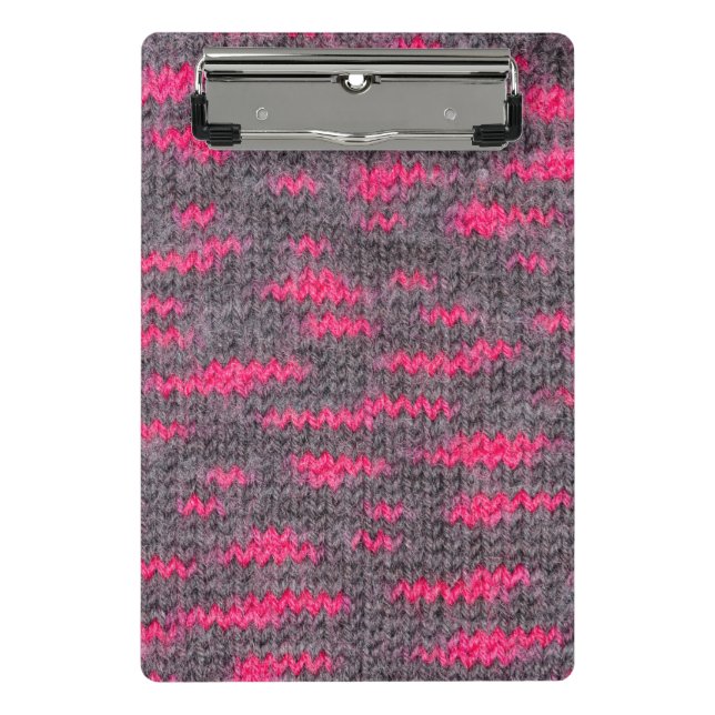 Strick Wolle Struktur mit rosa und graufarbenen Fa Mini Klemmbrett (Vorderseite)