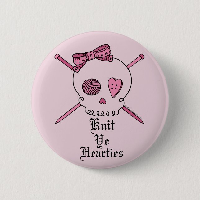 Strick YE Hearties (rosa Hintergrund) Button (Vorderseite)