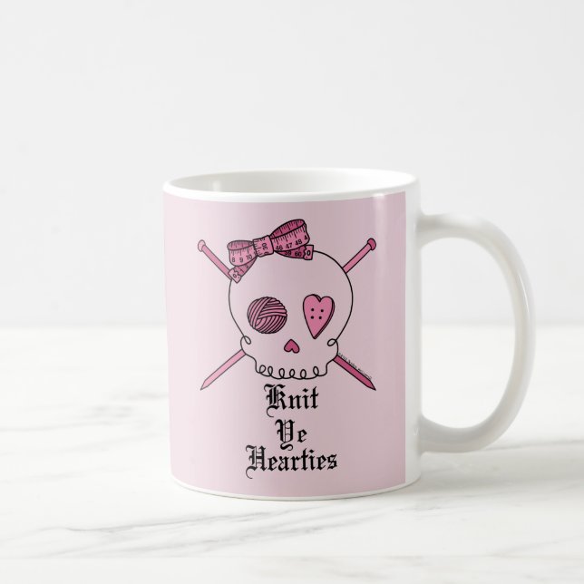Strick YE Hearties (rosa Hintergrund) Tasse (Rechts)