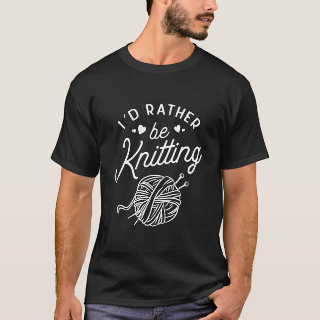 Stricken Eher Stricken Woll Strickerin T-Shirt (Vorderseite)