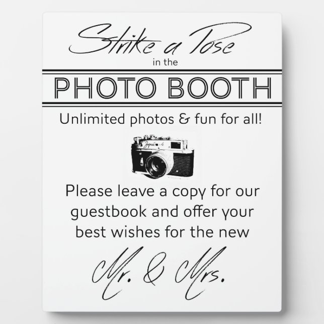 Stricken einer Pose Foto Booth Plaque Fotoplatte (Vorderseite)