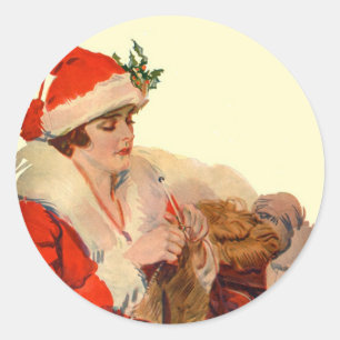 Stricken für Weihnachten Runder Aufkleber