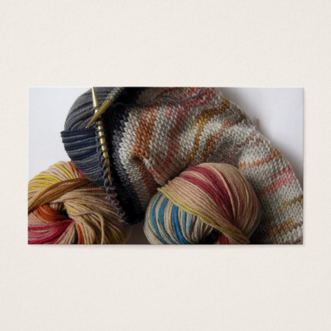 Stricken mit Wollgarn (Vorderseite)