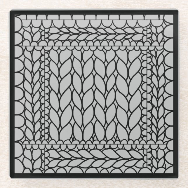 STRICKEN RECHTS GRAU Glas-Unterlage II  Glasuntersetzer (Vorderseite)