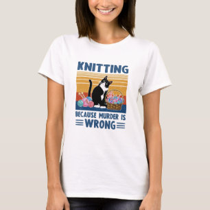 Stricken, weil Mord falsch ist, schwarze Katze, lu T-Shirt