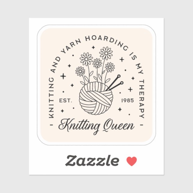 Strickende Blumengarne Ballkernästhetik Aufkleber (Blatt)