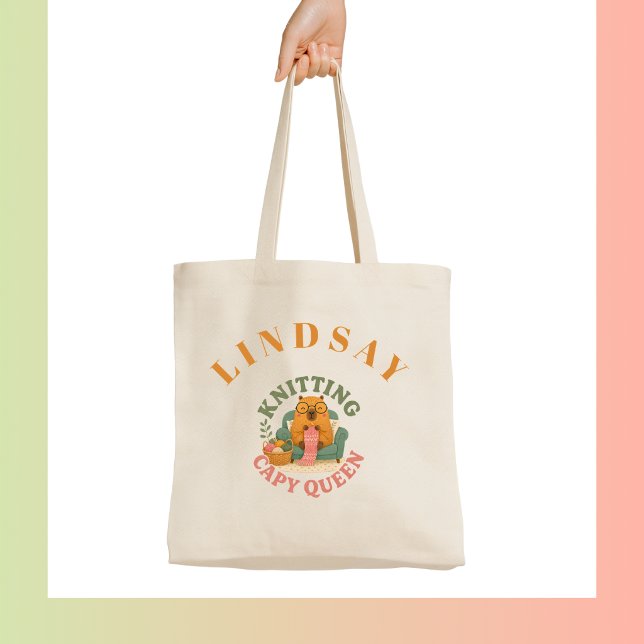Strickende Capy-Königin - Capybara Tragetasche (Knitting Capy Queen - Capybara Tote Bag)