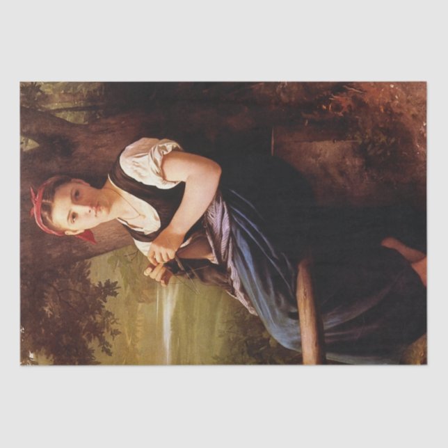 Strickende Frau durch William-Adolphe Bouguereau Seidenpapier (Vorderseite)