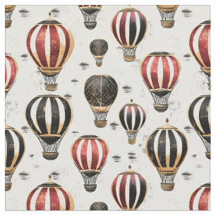 Strickende Heißluftballons auf weiß Stoff