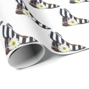 Strickende High Heels mit Daisy Geschenkpapier