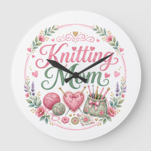 Strickende Mama Wanduhr