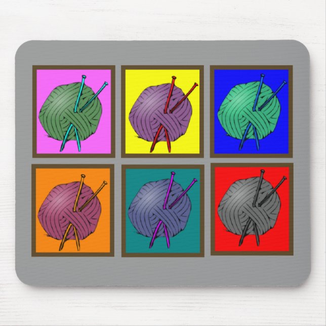 Strickende Popart Geschenke Mousepad (Vorne)