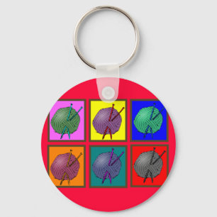 Strickende Popart Geschenke Schlüsselanhänger