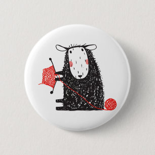 Strickende Schafe Button