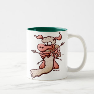 Strickende Schafe Zweifarbige Tasse