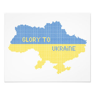 Strickende ukrainische Staatskarte Text Ruhm der U Fotodruck